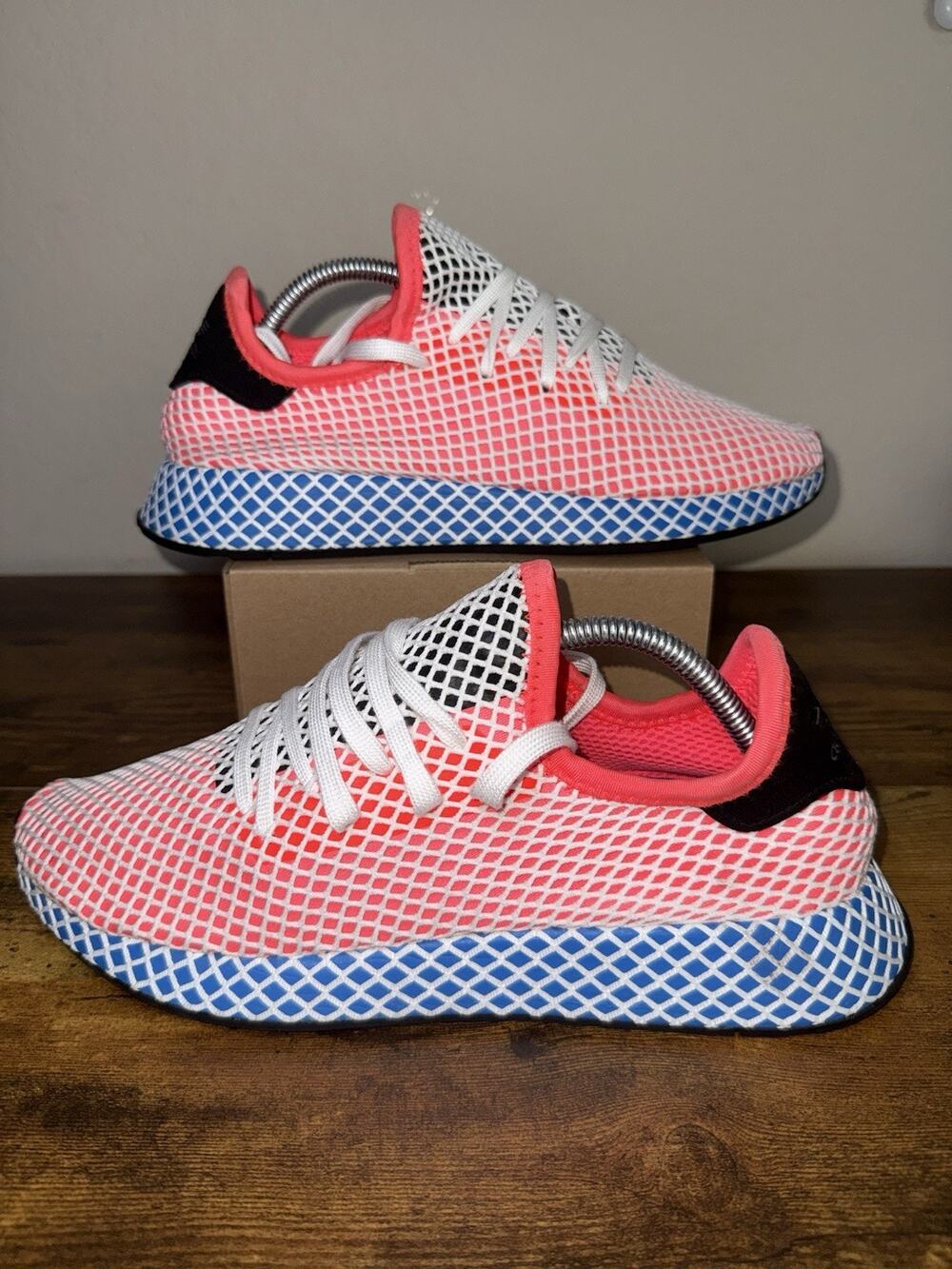 Adidas Mens Deerupt Runner Solar Red Bluebird Mens 10.5 Great Condition CR2625
